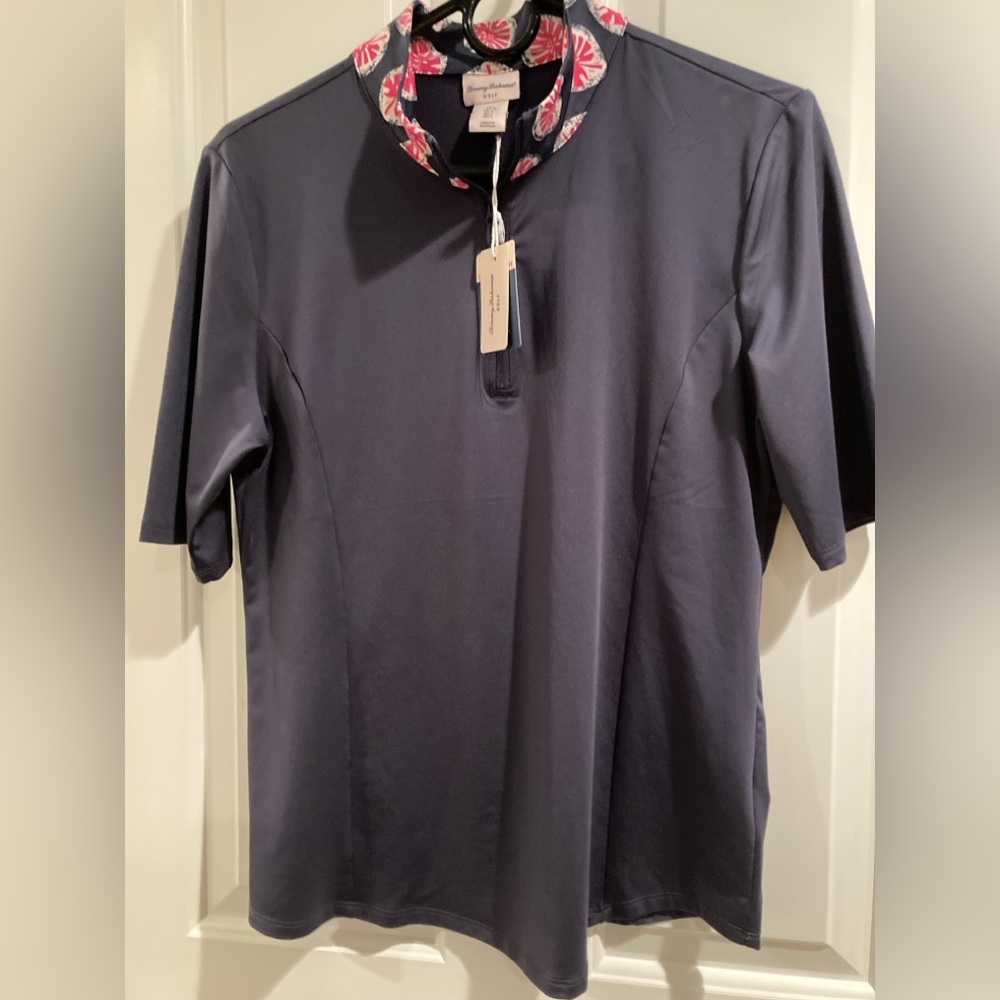 Tommy Bahama Women's Navy Blue Golf 1/4 Half Zip Stretch Polo Knit Shirt NEW